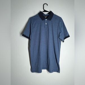 Club Room Striped Cotton Polo Blue Size M
